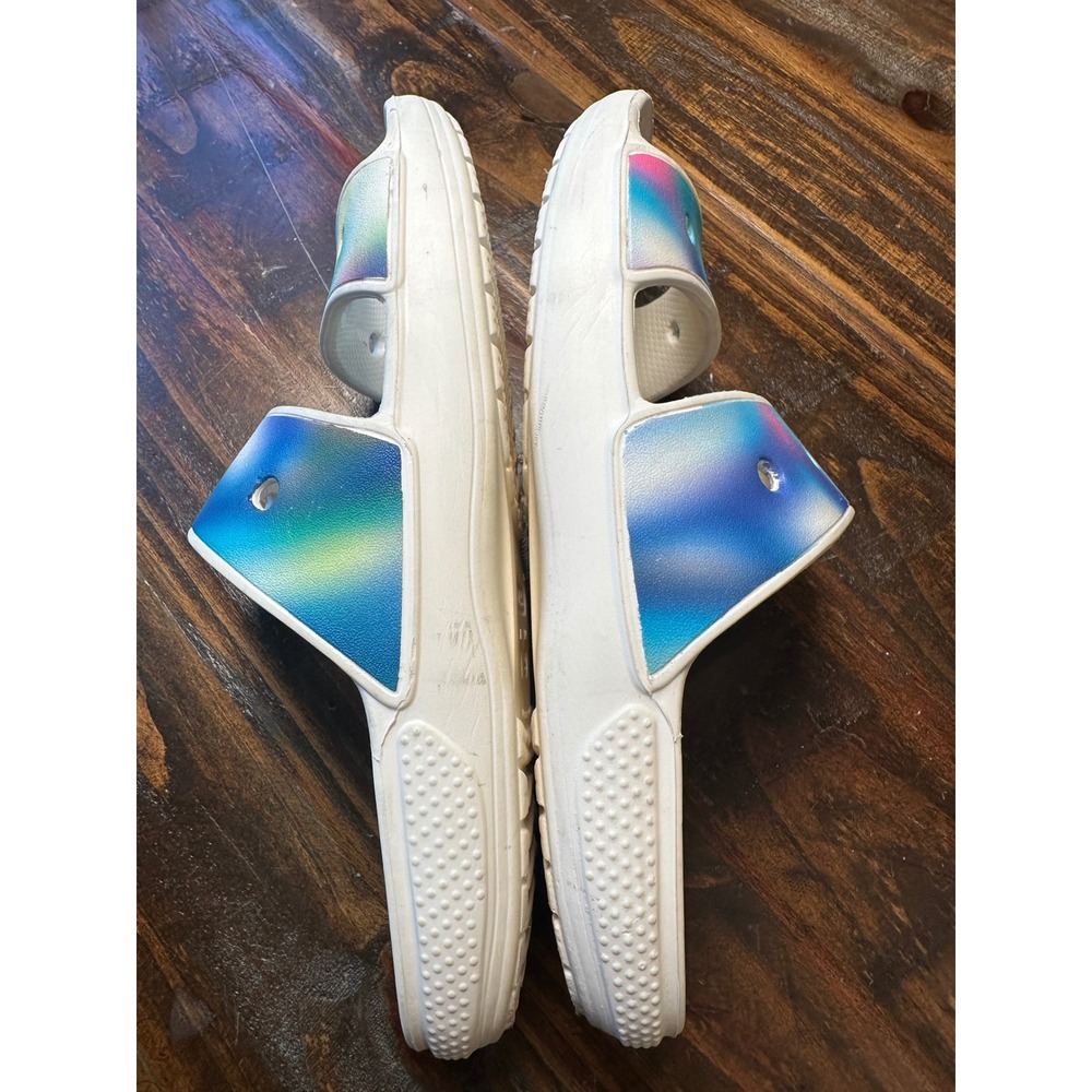 Crocs Classic Sandal White Multi Solarized Spray Two Strap Slide Men 7 Women 9 - Picture 7 of 10